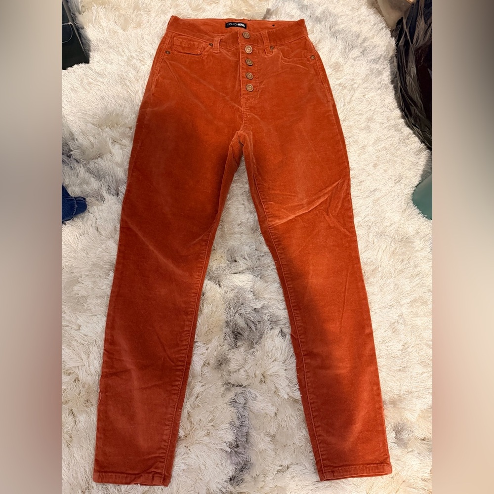 Fashion Nova Corduroy High Rise Jeans - Burnt Orange
